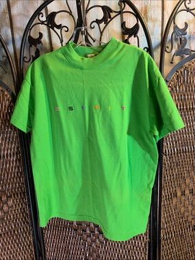 Vintage Esprit Lime Green Embroidered T-Shirt Size OS Teen